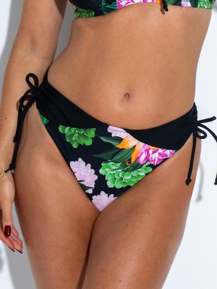 Pour Moi Palermo Adjustable Side Bikini Bottoms, Black/Green/Pink - view 2, Black/Green/Pink