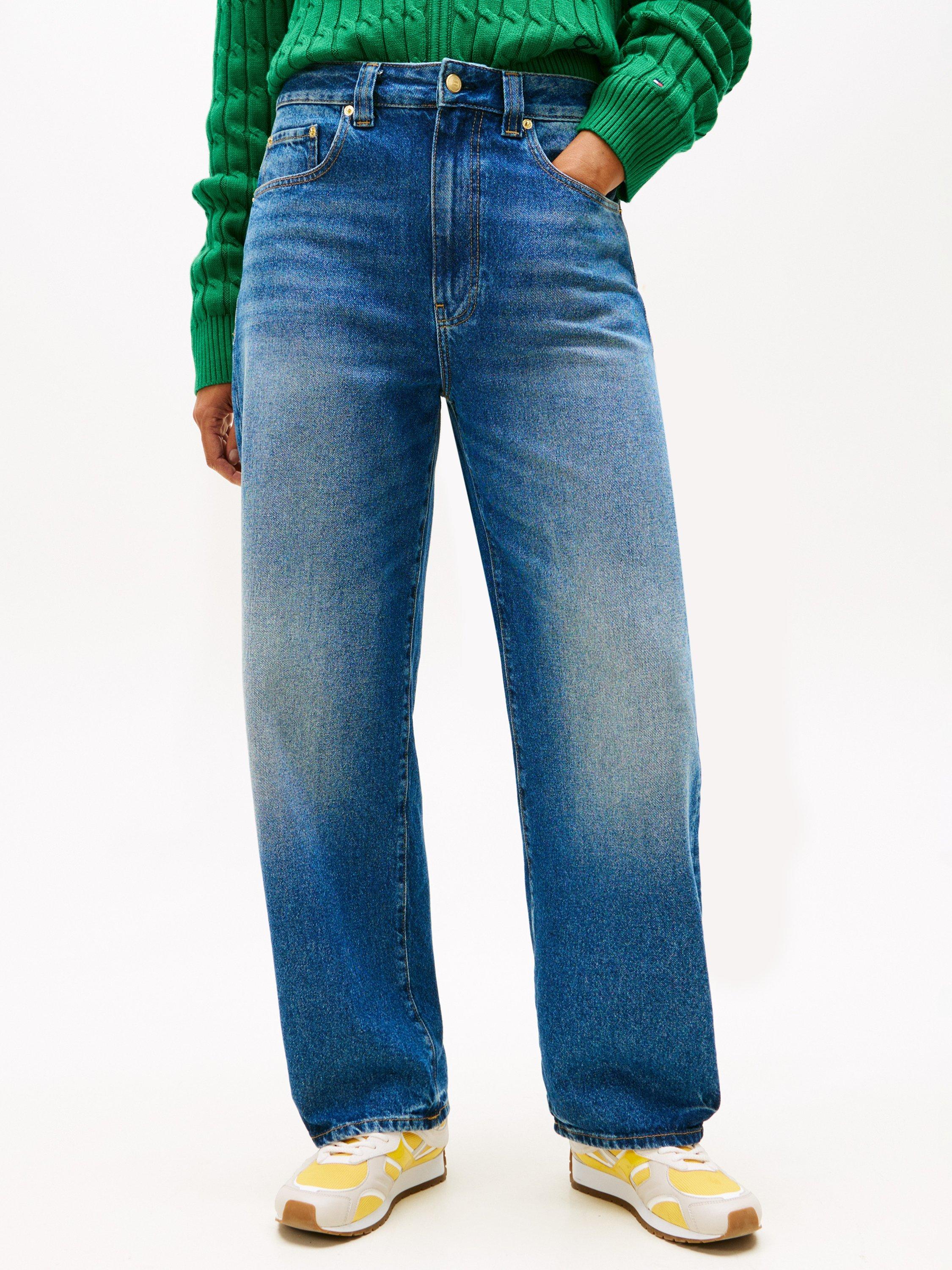 Product image 1 of 5, which shows Tommy Hilfiger Barrel Leg Jeans, Glow, W25/L30