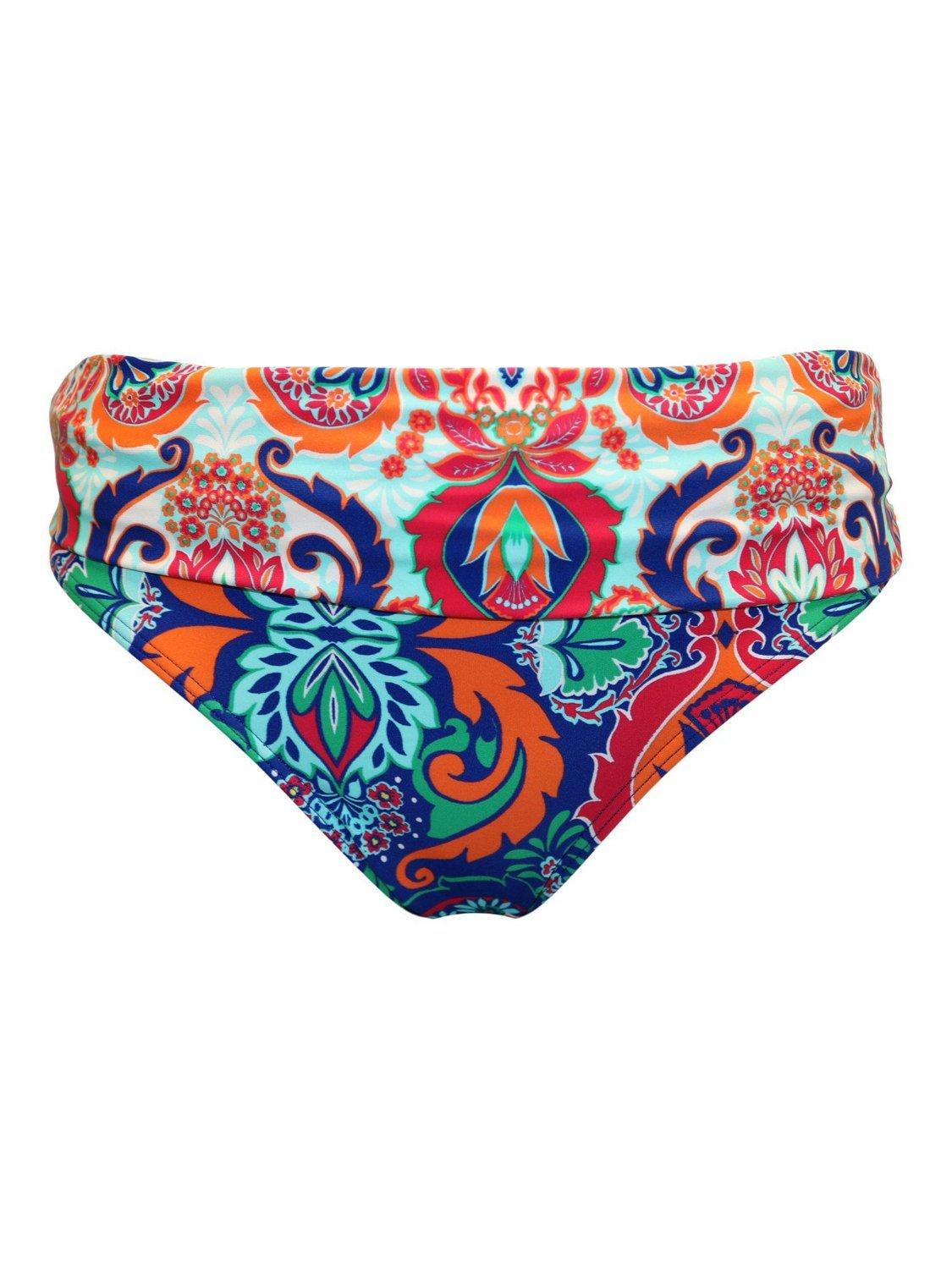 Product image 5 of 6, which shows Pour Moi Venice Beach Fold Over Bikini Bottoms, Navy/Aqua, 10