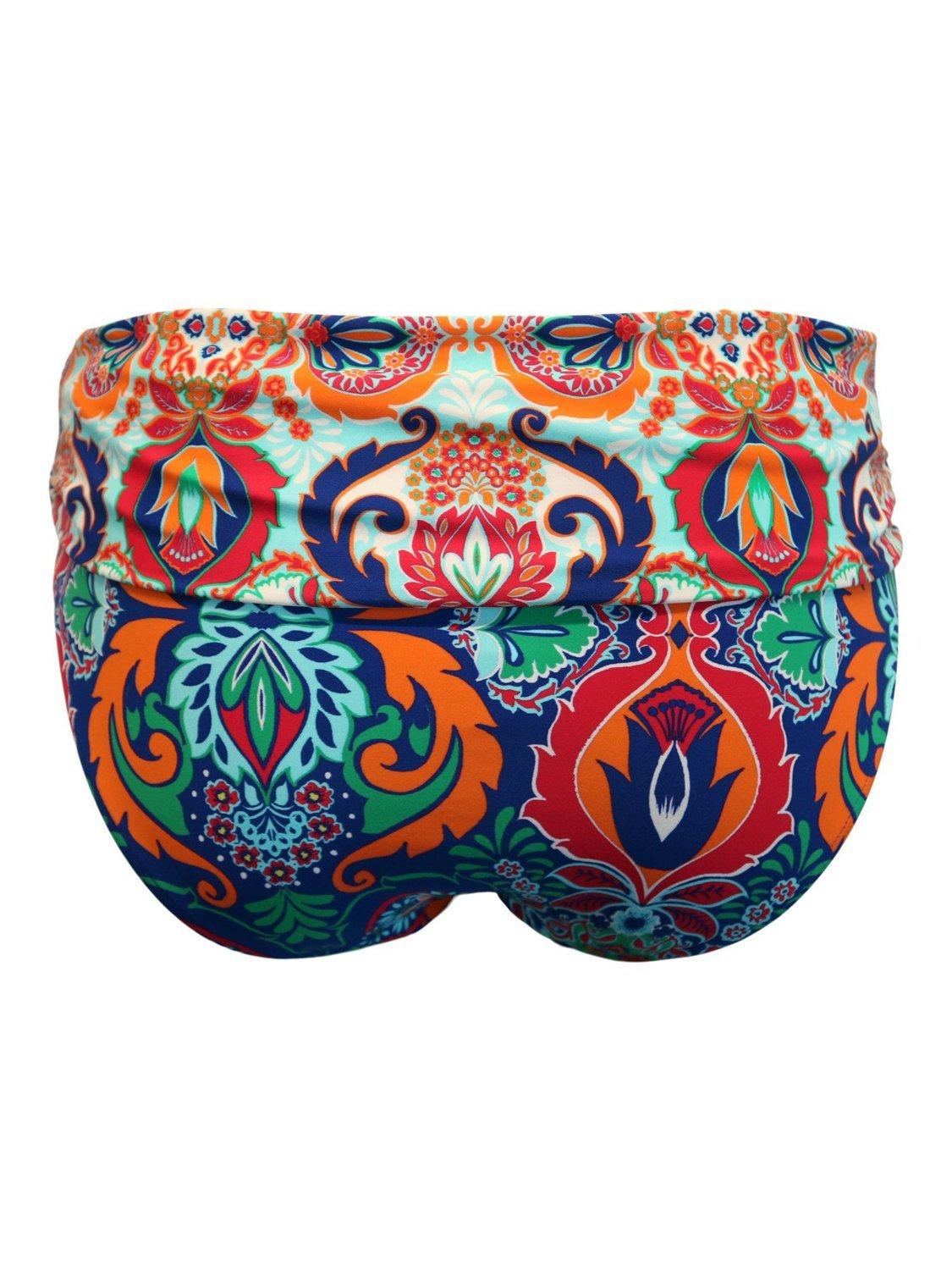 Product image 6 of 6, which shows Pour Moi Venice Beach Fold Over Bikini Bottoms, Navy/Aqua, 10
