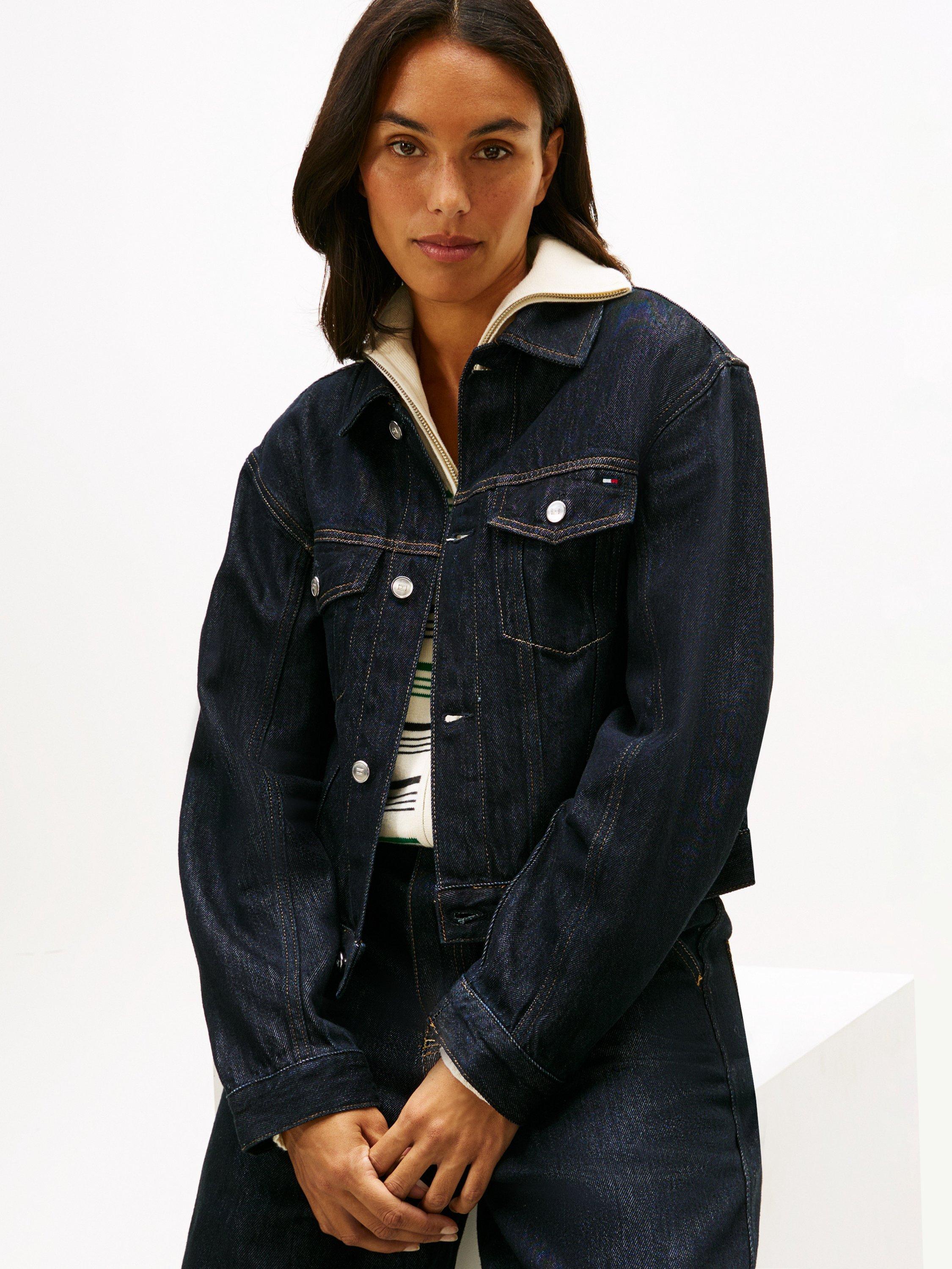 Product image 4 of 6, which shows Tommy Hilfiger Pleated Denim Jacket, Pure, 4
