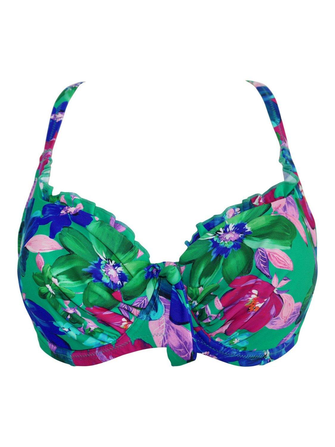 Product image 7 of 9, which shows Pour Moi Getaway Convertible Underwired Bikini Top, Green/Multi, 32DD