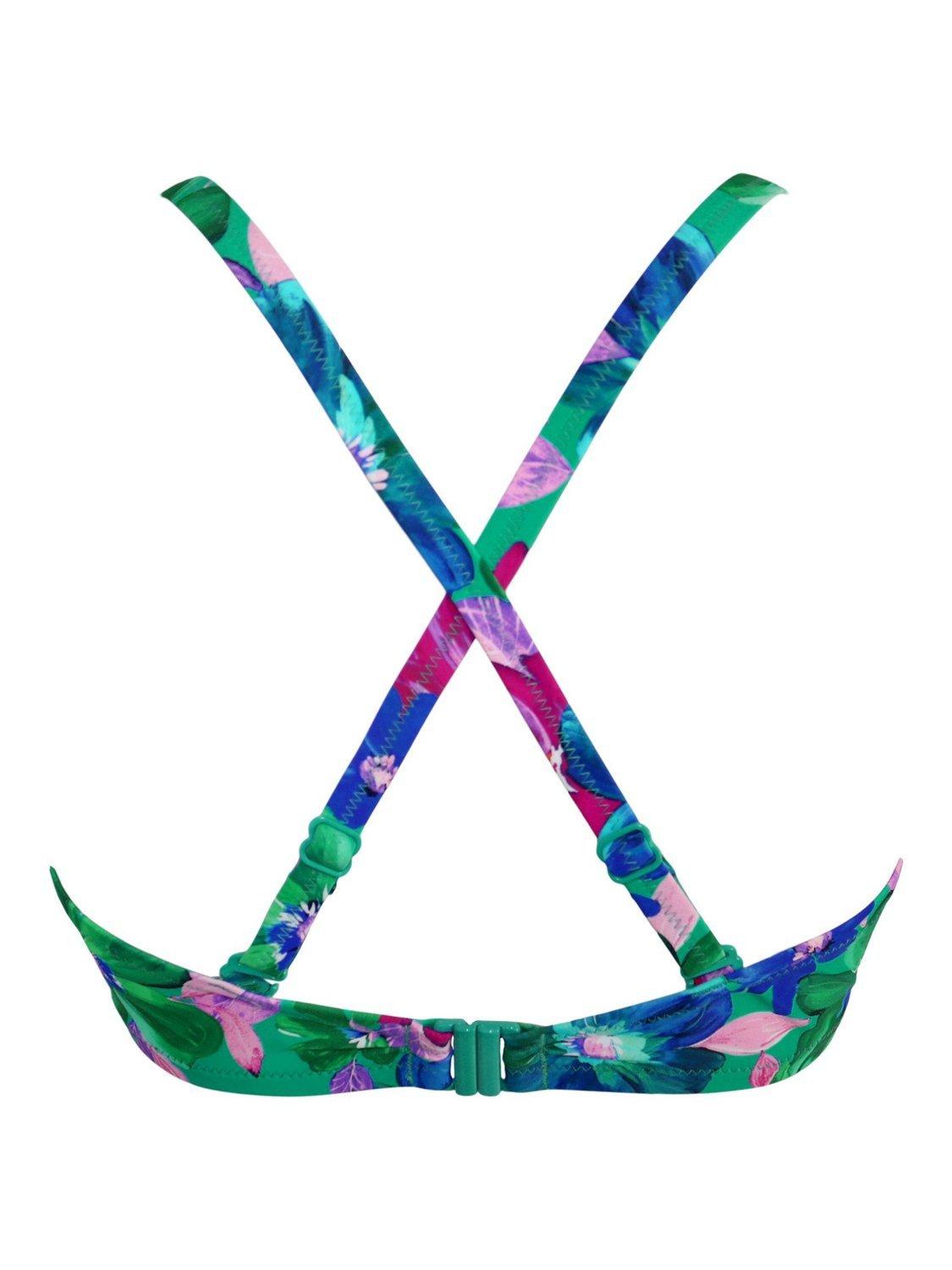 Product image 8 of 9, which shows Pour Moi Getaway Convertible Underwired Bikini Top, Green/Multi, 32DD