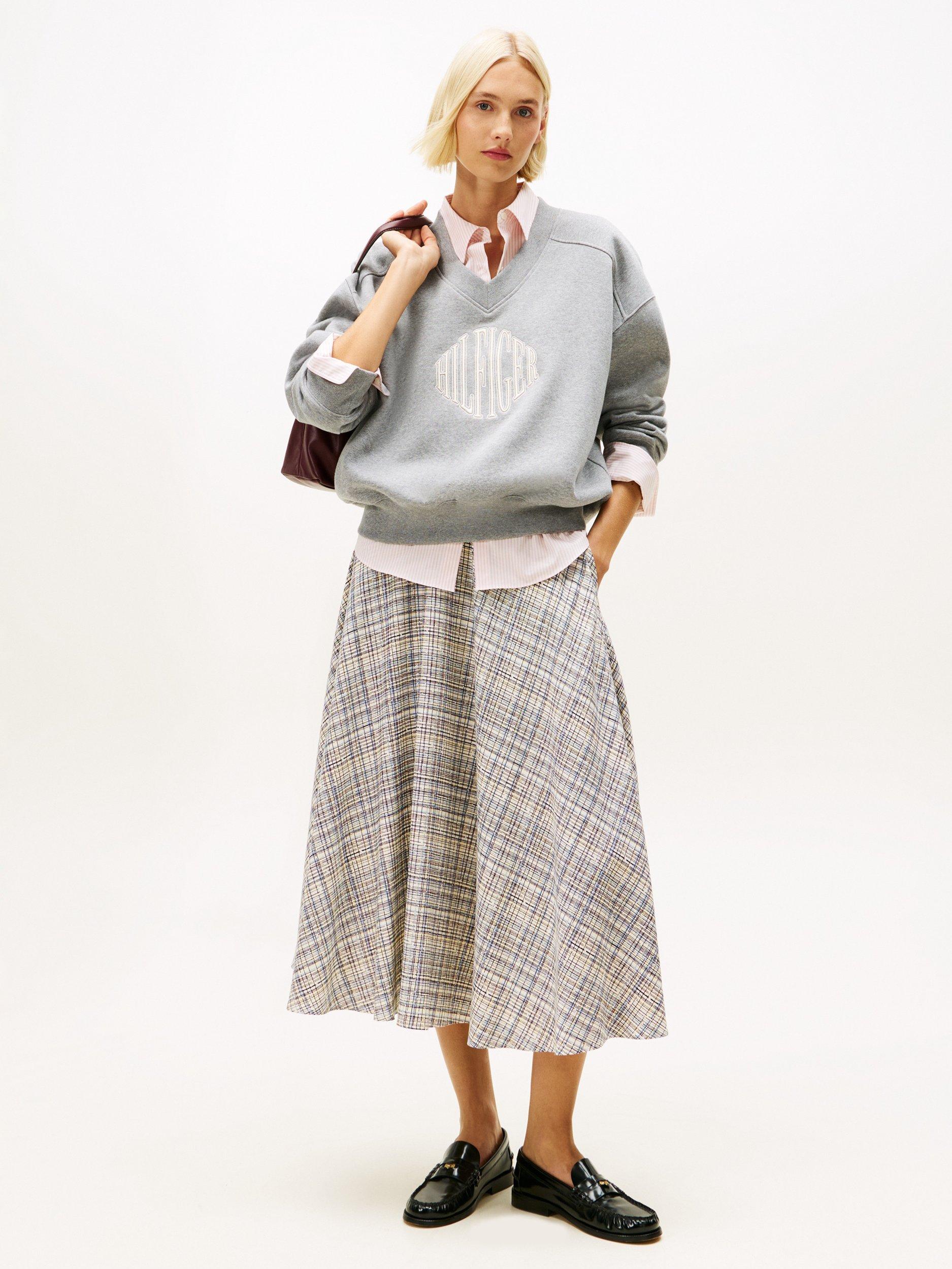 Product image 2 of 5, which shows Tommy Hilfiger Preppy Midi Skirt, Calico/Multi, 4