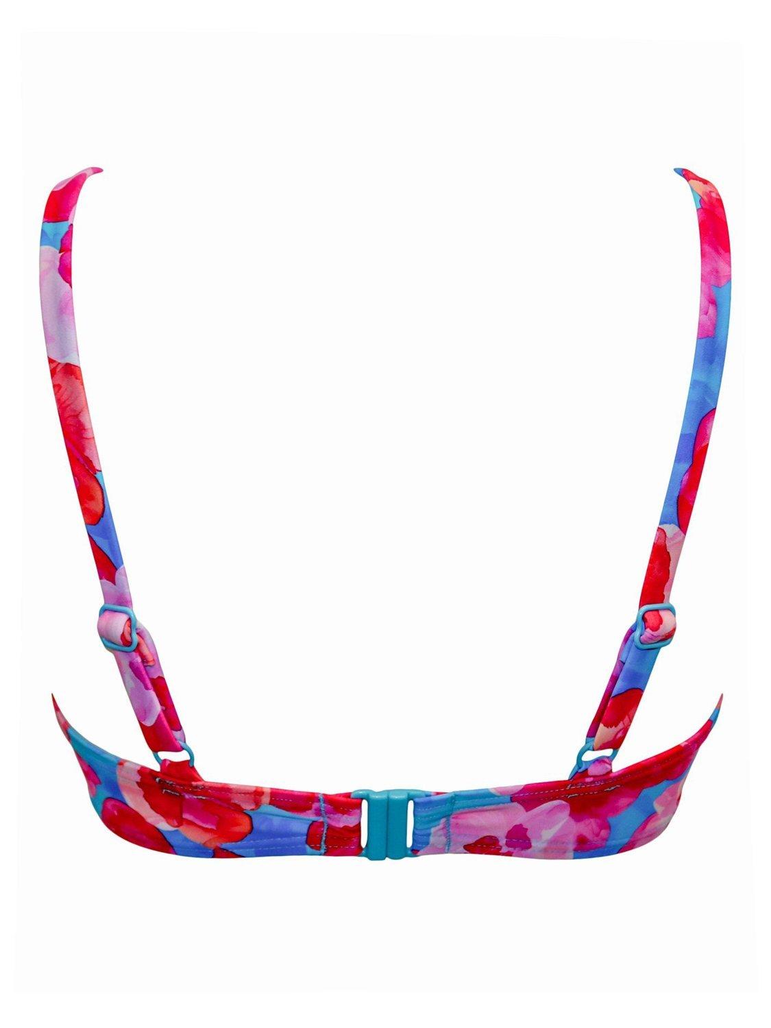 Product image 6 of 6, which shows Pour Moi Marrakesh Padded Underwired Bikini Top, Blue/Pink, 32B