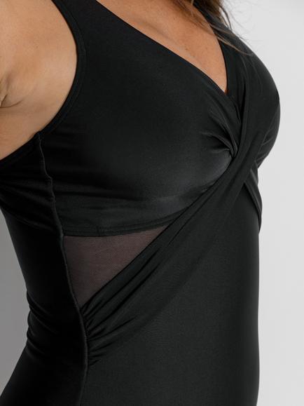 Pour Moi Mesh Twist Front Full Control Swimsuit, Black - view 2, Black