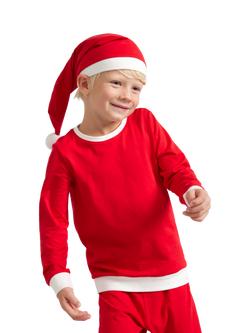 Lindex Kids' Cotton Christmas Pyjama Set & Hat, Red, Red