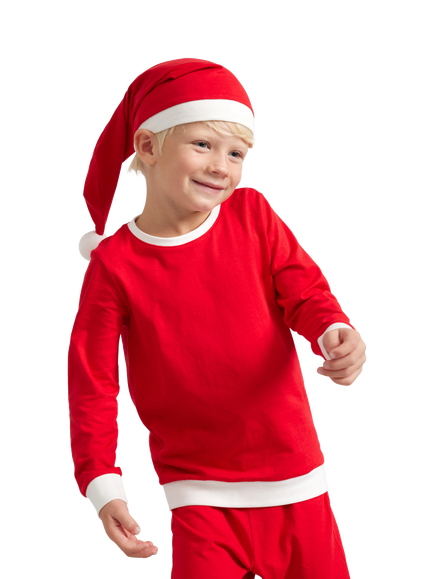 Lindex Kids' Cotton Christmas Pyjama Set & Hat, Red, Red