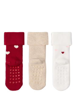 Lindex Baby Terry Heart Socks, Pack of 3, Light Dusty White - view 2, Light Dusty White