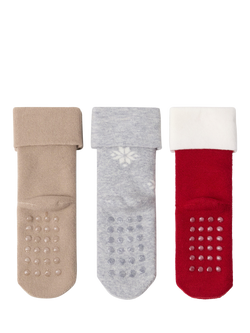 Lindex Baby Terry Christmas Socks, Pack of 3, Dark Red - view 2, Dark Red