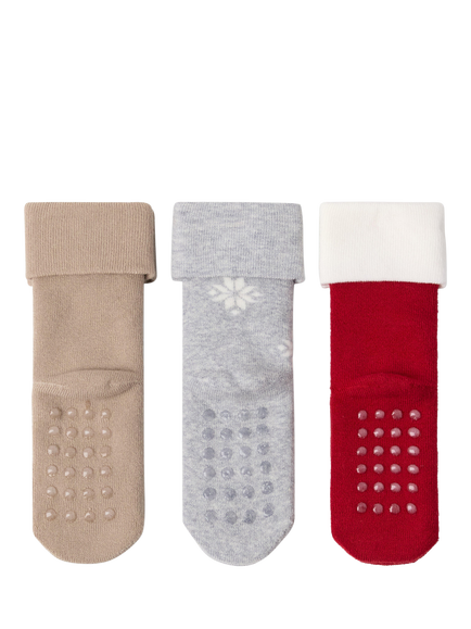 Lindex Baby Terry Christmas Socks, Pack of 3, Dark Red - view 2, Dark Red