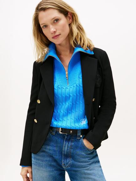Tommy Hilfiger Punto Double Breasted Blazer, Black, Black