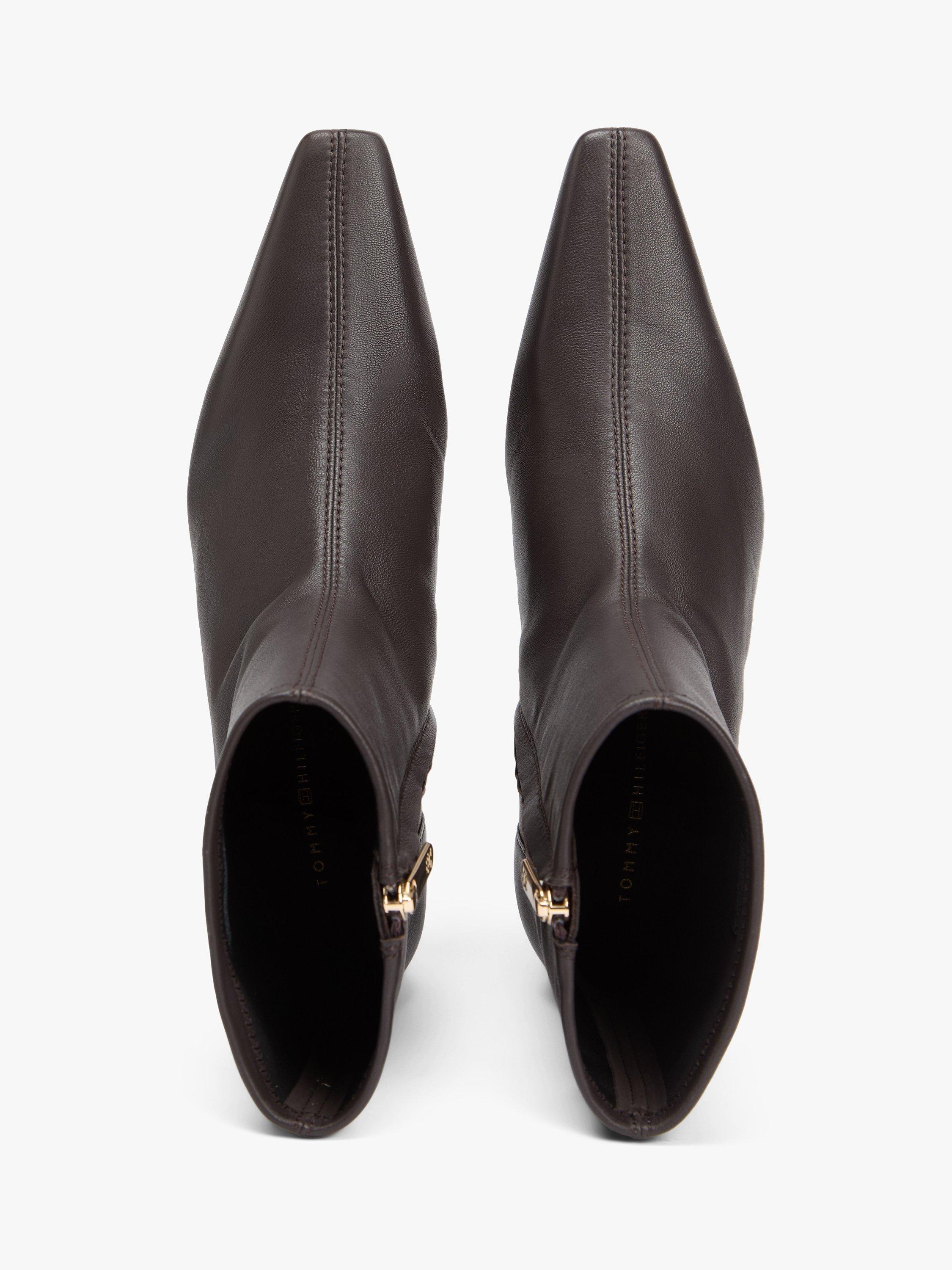 Product image 3 of 8, which shows Tommy Hilfiger TH Monogram Plaque Leather Mid Boots, Charred Wood, EU39