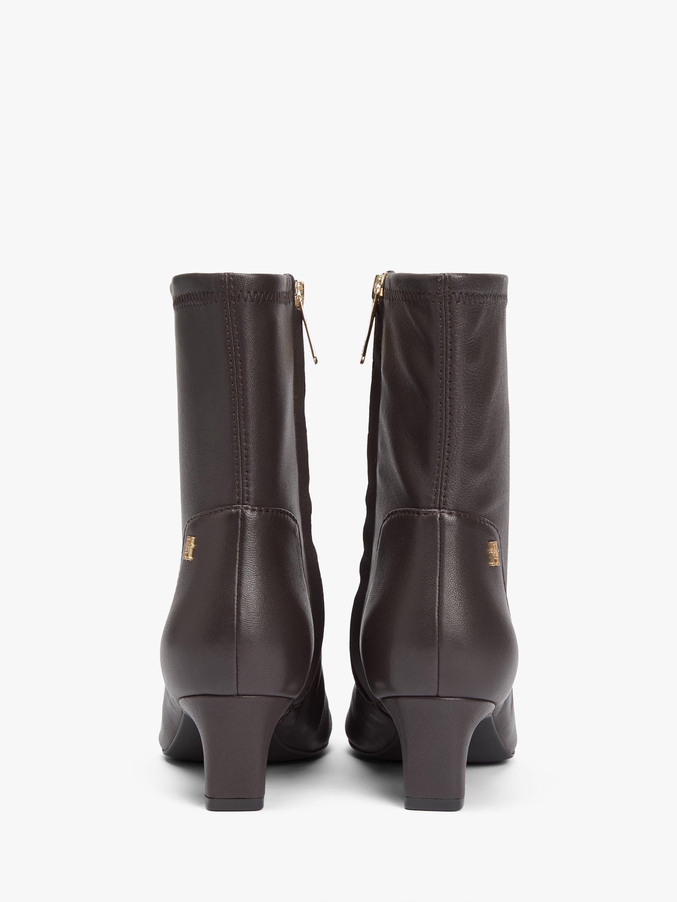 Product image 5 of 8, which shows Tommy Hilfiger TH Monogram Plaque Leather Mid Boots, Charred Wood, EU39