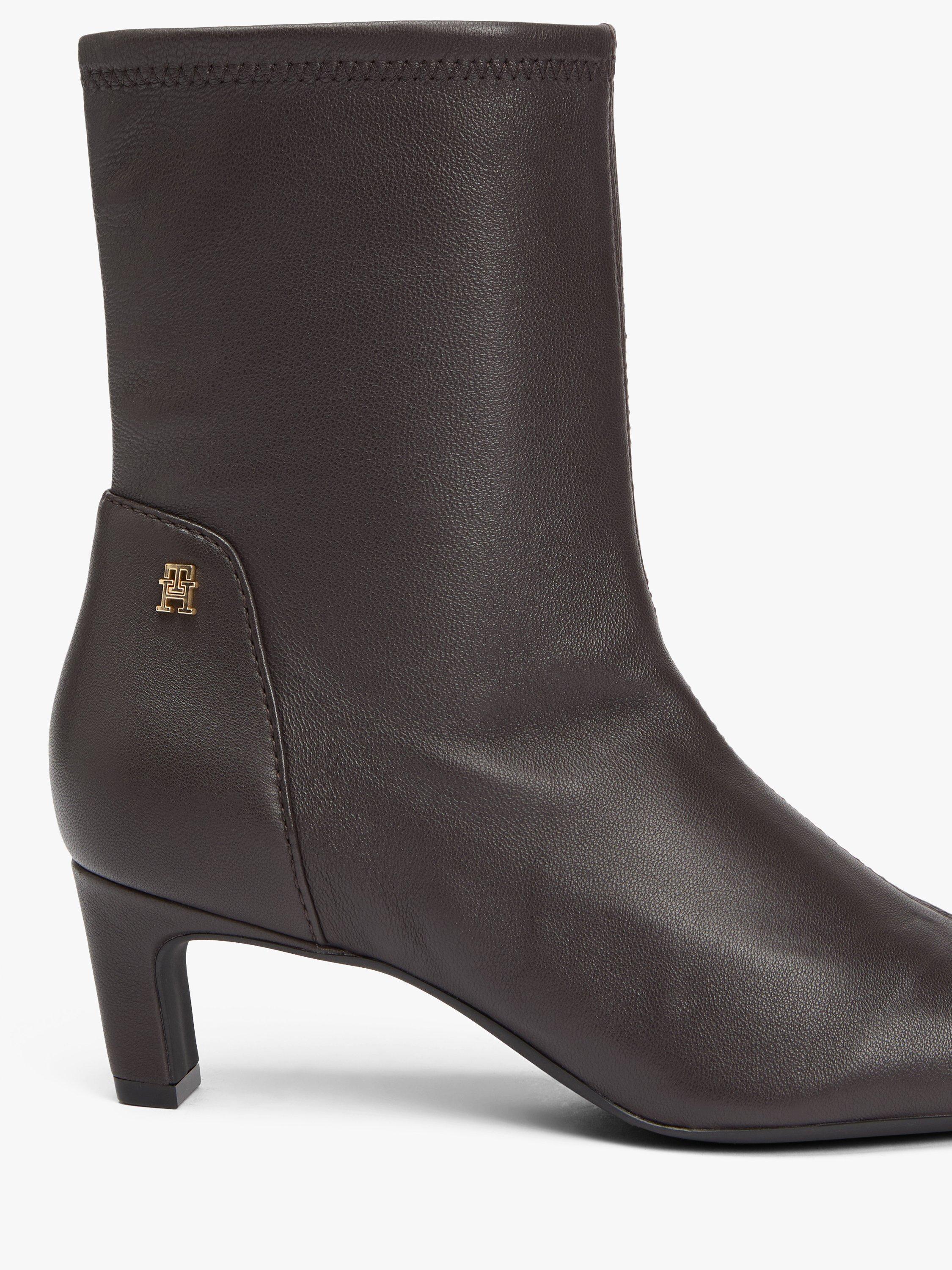 Product image 6 of 8, which shows Tommy Hilfiger TH Monogram Plaque Leather Mid Boots, Charred Wood, EU39