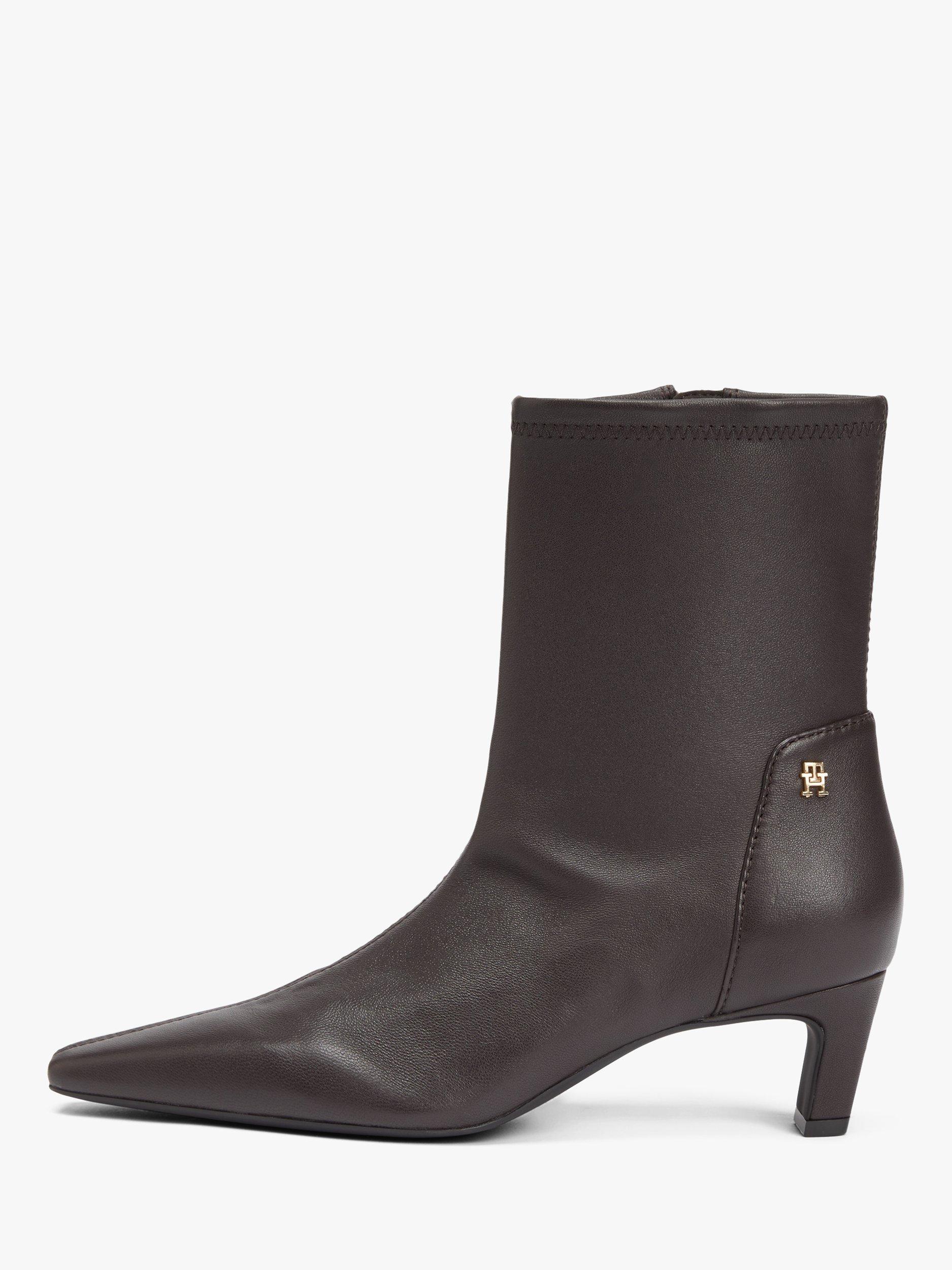 Product image 8 of 8, which shows Tommy Hilfiger TH Monogram Plaque Leather Mid Boots, Charred Wood, EU39