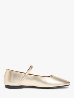 Tommy Hilfiger  Leather Mary Jane Ballerinas, Gold, Gold
