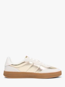 Tommy Hilfiger TH Monogram Metallic Leather Trainers, Ecru/Gold, Ecru/Gold