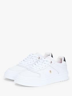 Tommy Hilfiger TH Monogram Leather Cupsole Trainers, White - view 2, White