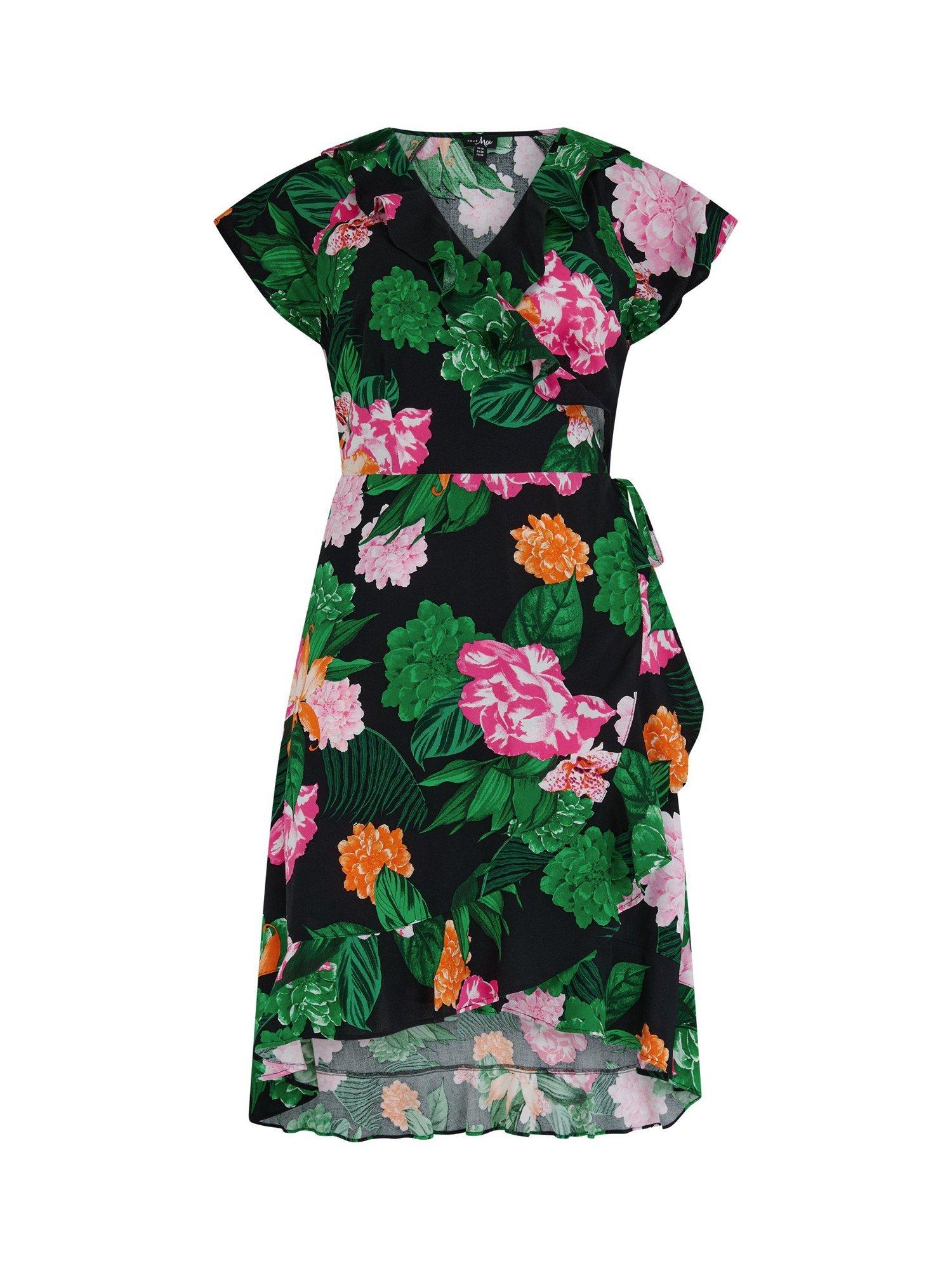 Product image 4 of 5, which shows Pour Moi Penny Frill Wrap Beach Dress, Green/Multi, 8