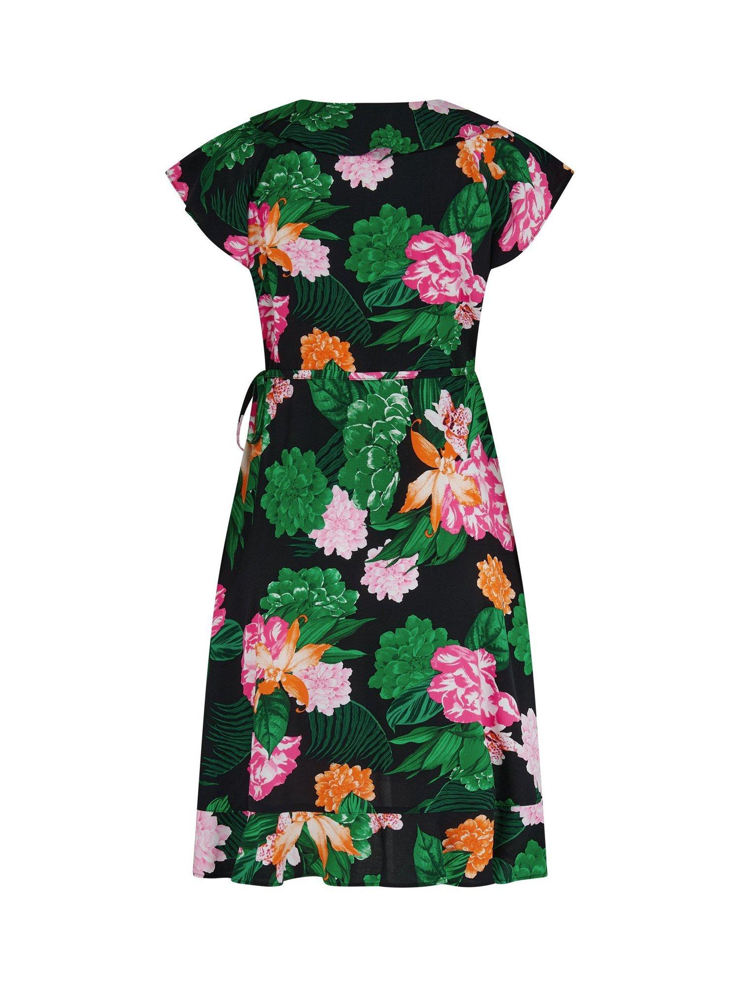 Product image 5 of 5, which shows Pour Moi Penny Frill Wrap Beach Dress, Green/Multi, 8