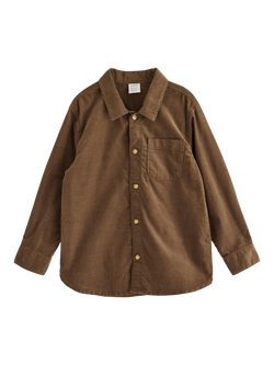Lindex Kids' Cotton Corduroy Shirt, Dark Brown, Dark Brown