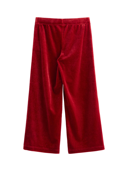 Lindex Kids' Velvet Trousers, Dark Dusty Red - view 2, Dark Dusty Red
