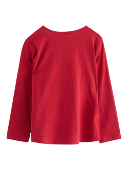 Lindex Kids' Cotton Reindeer Long Sleeve Top, Dark Red - view 2, Dark Red