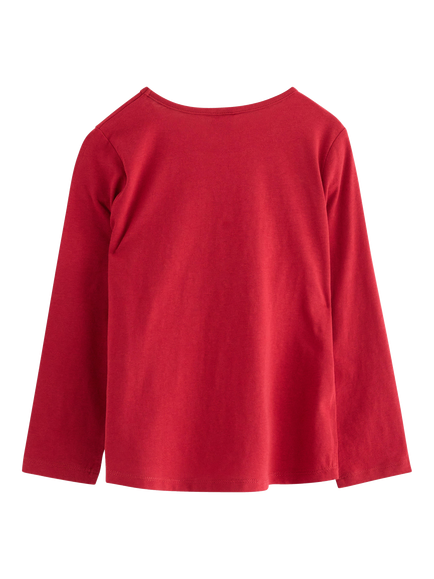 Lindex Kids' Cotton Reindeer Long Sleeve Top, Dark Red - view 2, Dark Red
