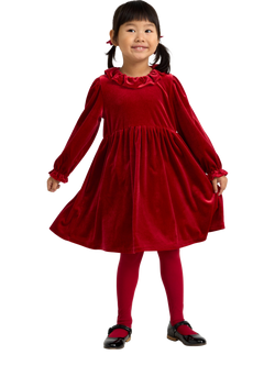 Lindex Kids' Velvet Long Sleeve Dress, Dark Dusty Red, Dark Dusty Red