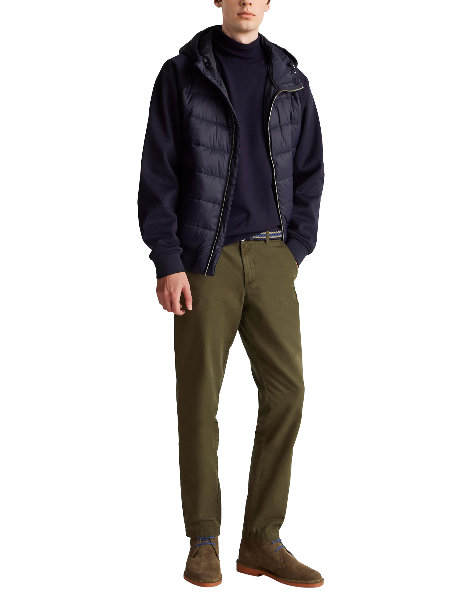 Product image 3 of 5, which shows Benetton Cotton Slim Fit Chinos, Green, 30