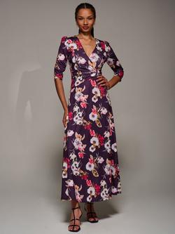 Jolie Moi Floral Jersey Tie Back Dress, Purple Floral, Purple Floral