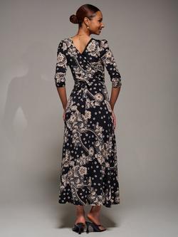 Jolie Moi Ruched Waist Jersey Dress - view 2, Black/Multi