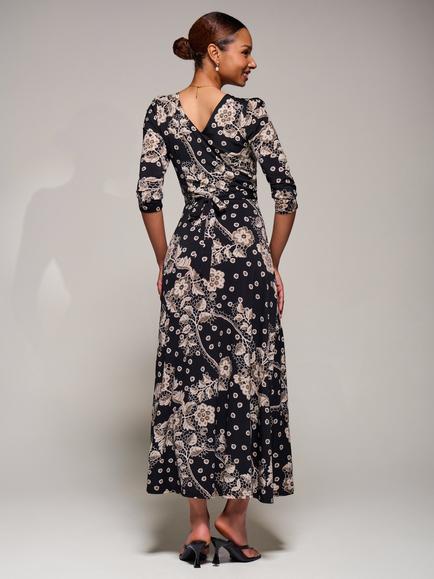 Jolie Moi Ruched Waist Jersey Dress - view 2, Black/Multi