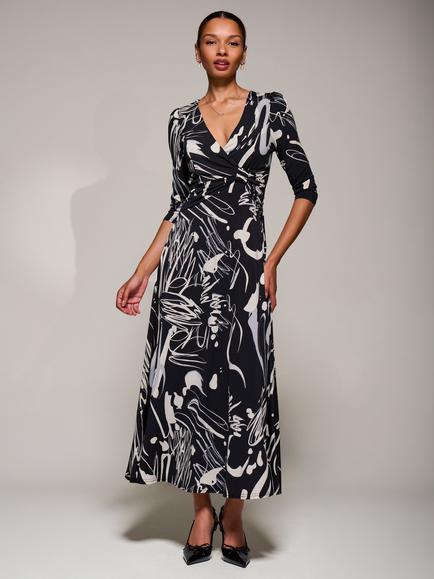 Jolie Moi Ruched Waist Jersey Dress, Black