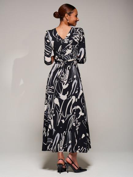 Jolie Moi Ruched Waist Jersey Dress - view 2, Black