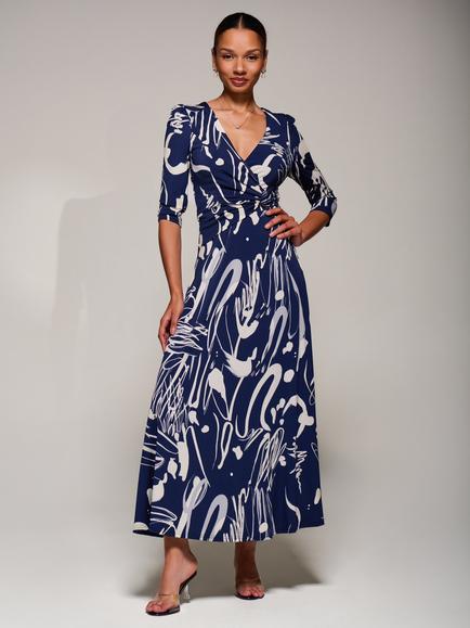 Jolie Moi Ruched Waist Jersey Dress, Navy