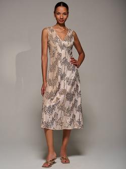 Jolie Moi Sequin V-Neck Dress, Gold