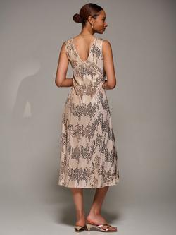 Jolie Moi Sequin V-Neck Dress - view 2, Gold