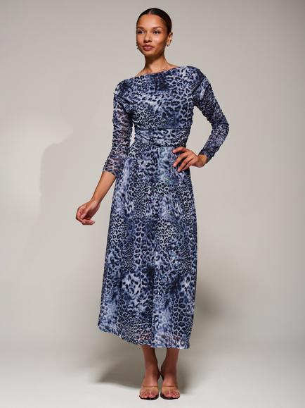 Jolie Moi The Long Sleeve Mesh Dress, Black/Multi