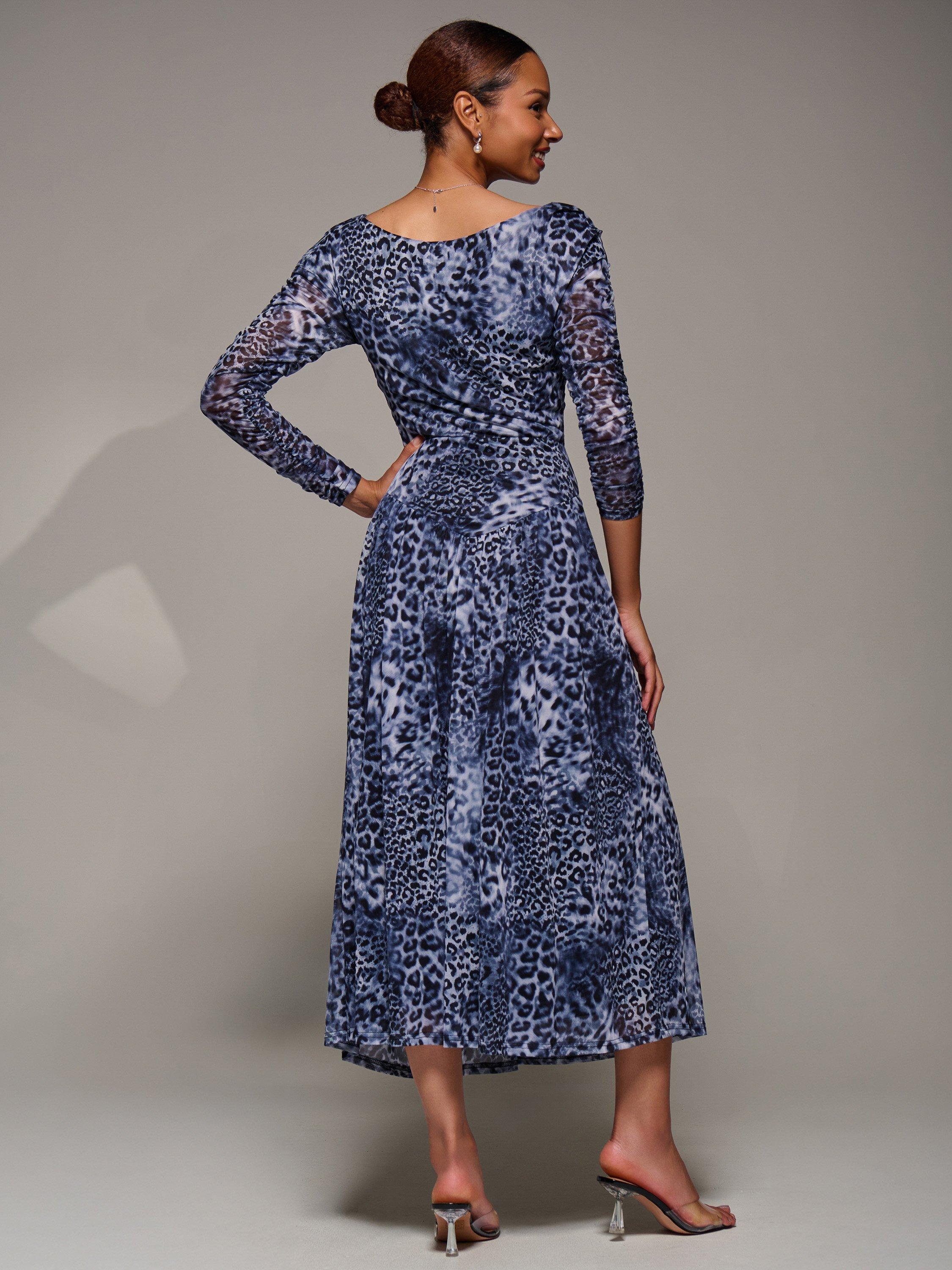 Product image 2 of 7, which shows Jolie Moi The Long Sleeve Mesh Dress, Black/Multi, 8