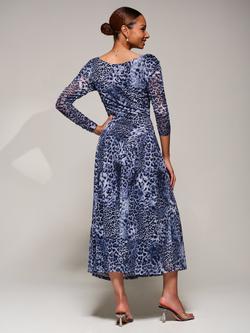 Jolie Moi The Long Sleeve Mesh Dress - view 2, Black/Multi