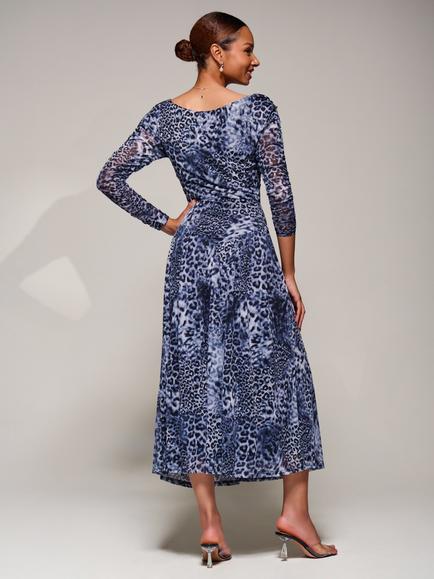 Jolie Moi The Long Sleeve Mesh Dress - view 2, Black/Multi
