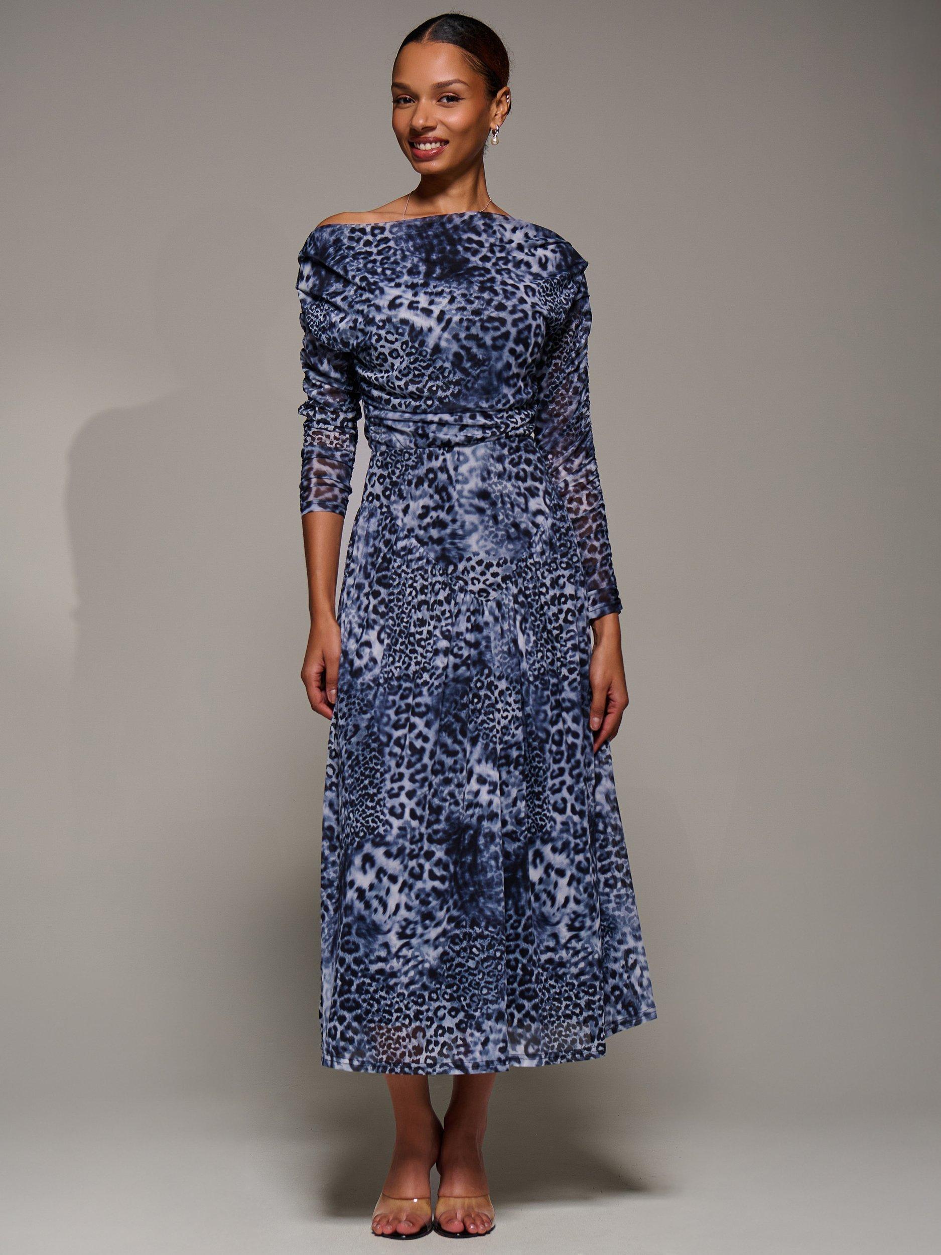 Product image 6 of 7, which shows Jolie Moi The Long Sleeve Mesh Dress, Black/Multi, 8