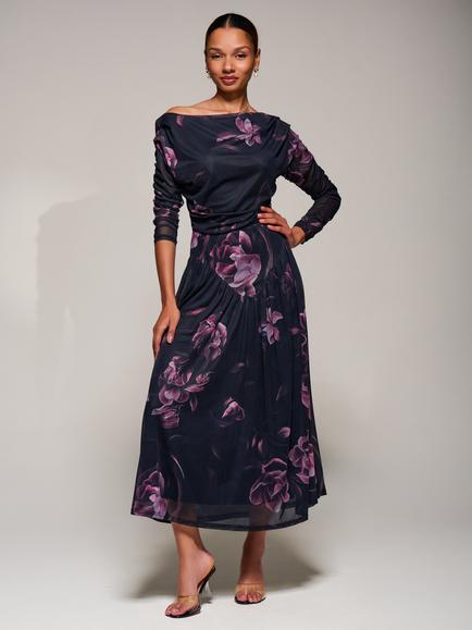 Jolie Moi The Long Sleeve Mesh Dress, Pink