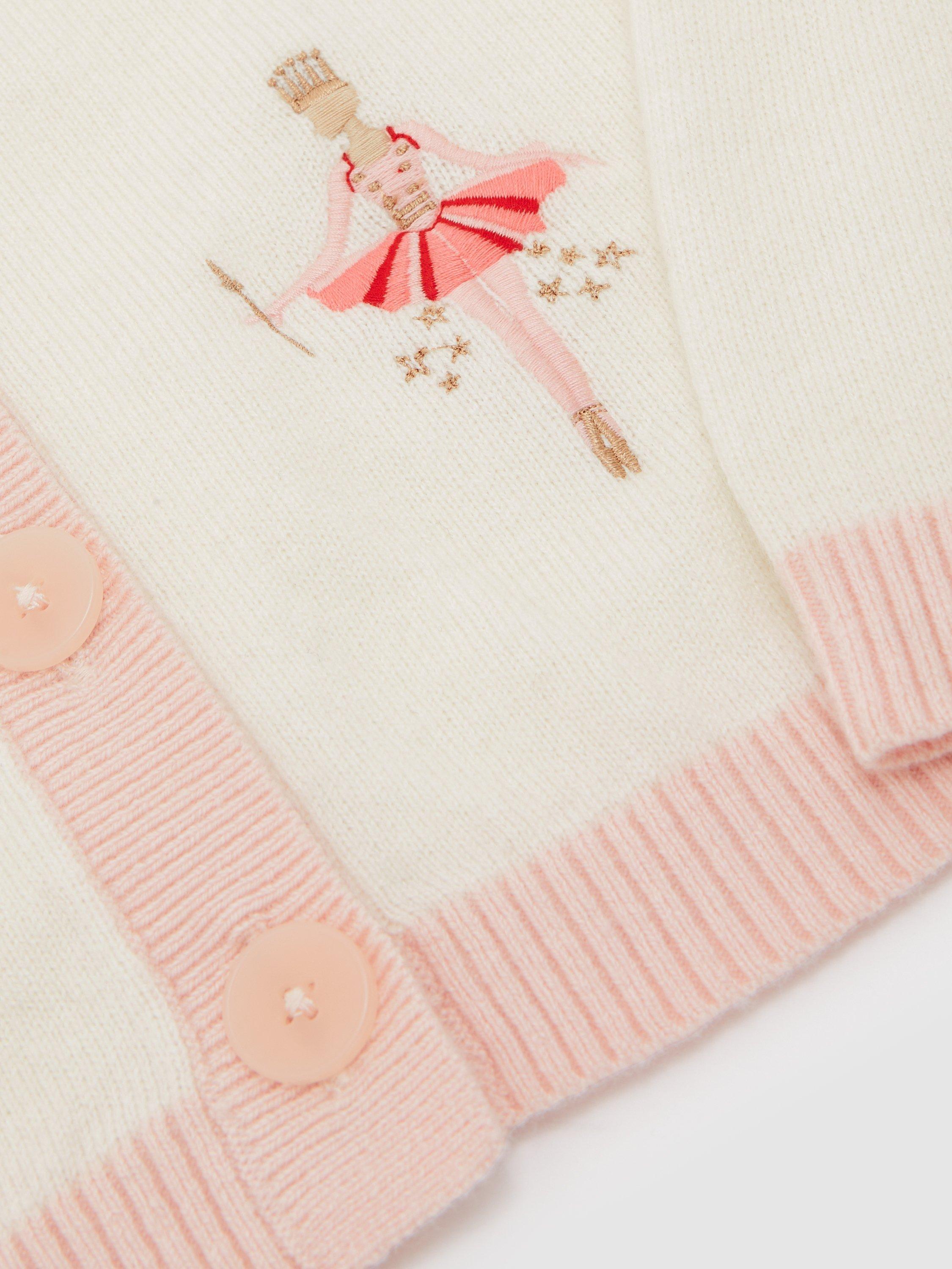 Product image 2 of 5, which shows Reiss Nancy Nutcracker Wool Blend Cardigan, Ivory, 11-12 years