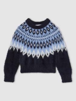 Reiss Jemma Fair Isle Jumper, Navy - view 2, Navy