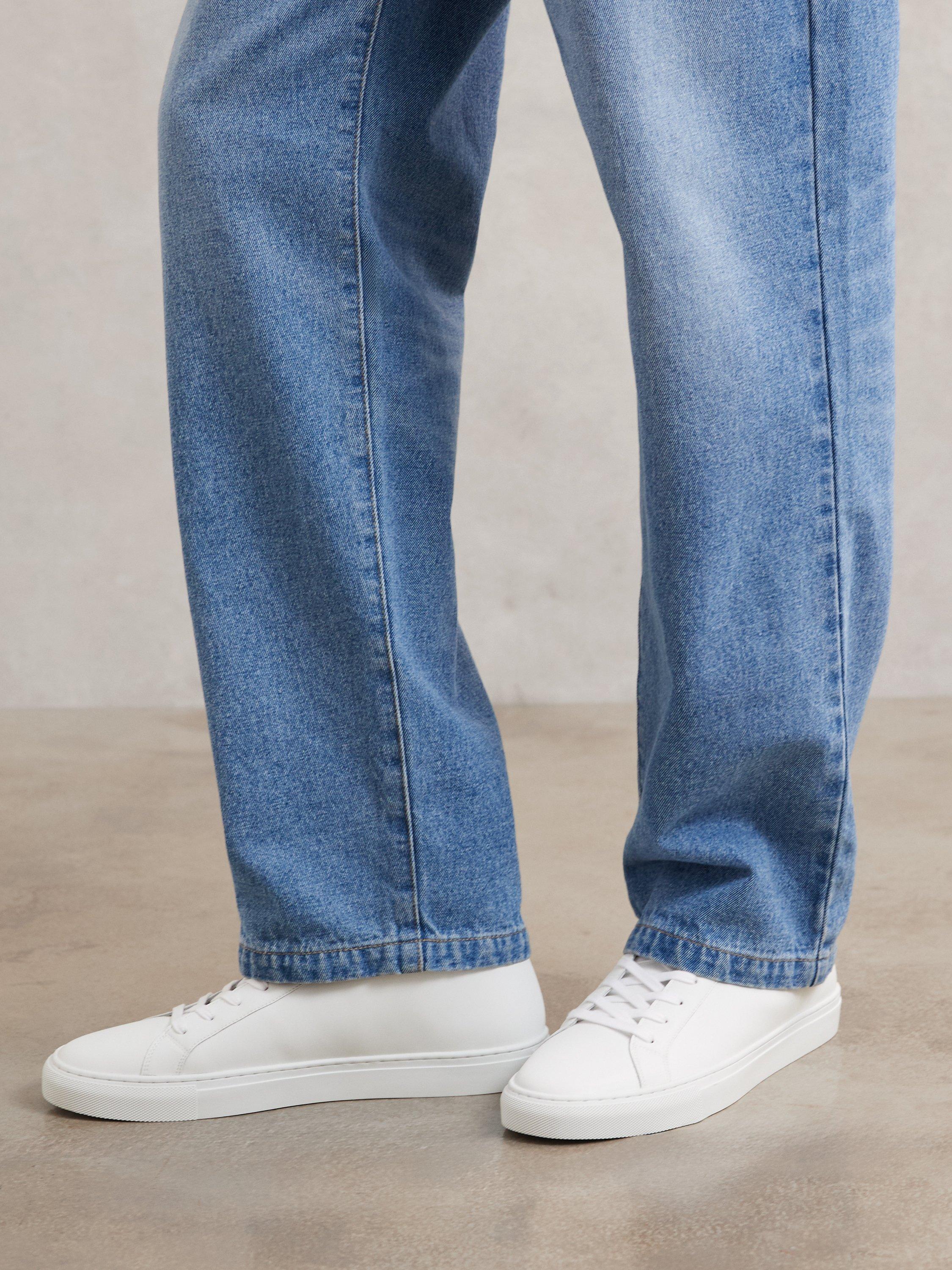 Product image 3 of 5, which shows Reiss Luca Leather High Top Trainers, White, 7