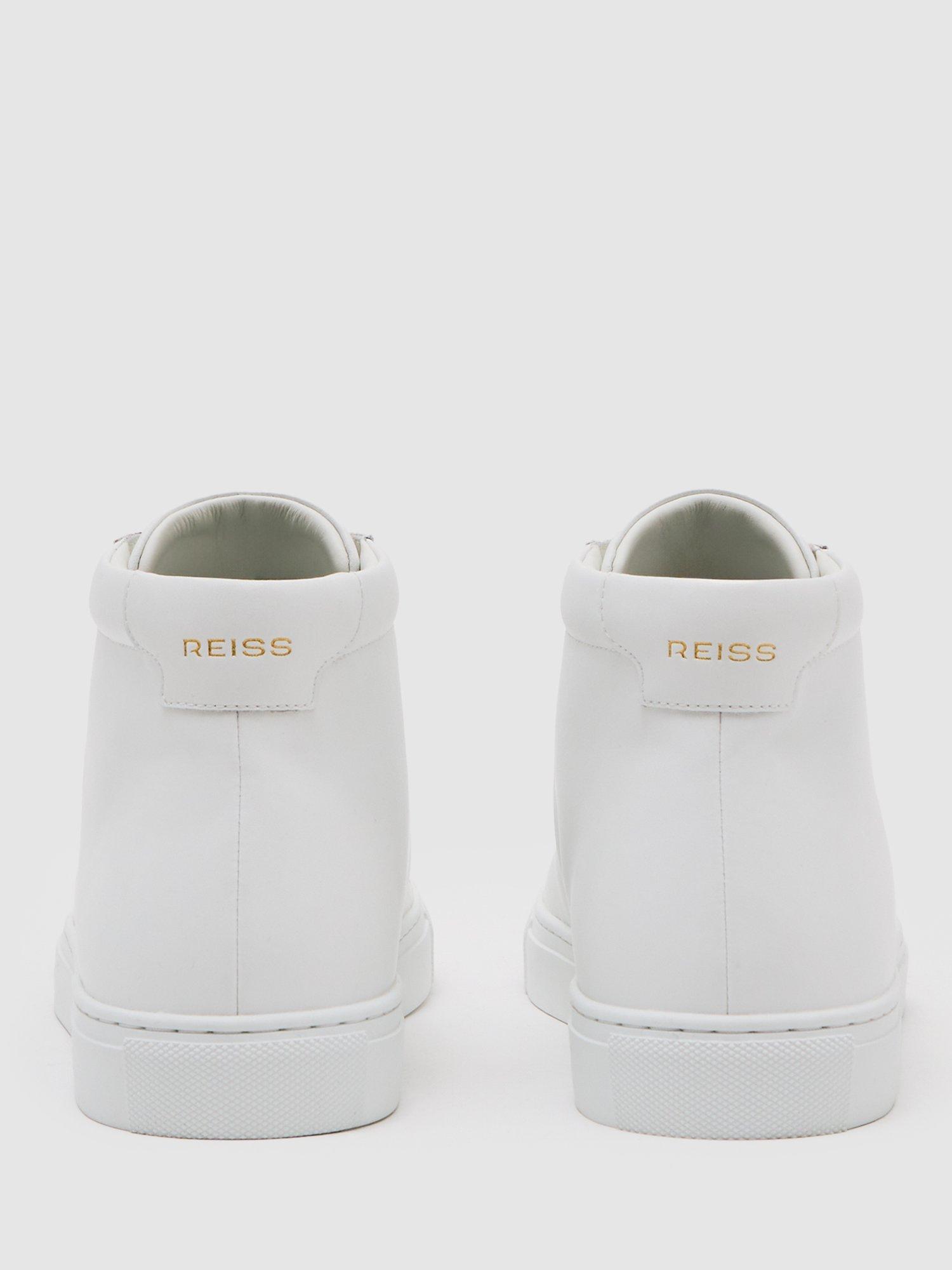 Product image 5 of 5, which shows Reiss Luca Leather High Top Trainers, White, 7
