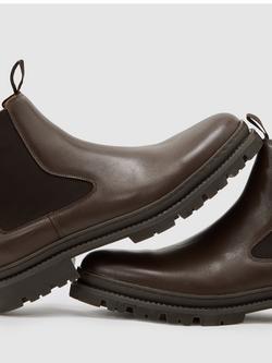 Reiss Huxley Leather Chelsea Boots, Dark Brown - view 2, Dark Brown